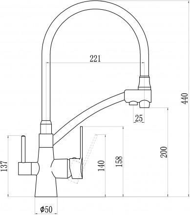 Смеситель сатин (матовый) под фильтр для мойки Savol S-L1805L-03