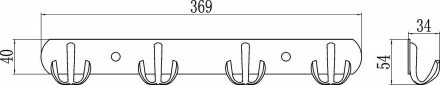 Планка с крючками (4 крючка) Savol S-002254