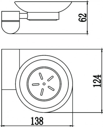 Мыльница стеклянная с настенным держателем Savol S-007359